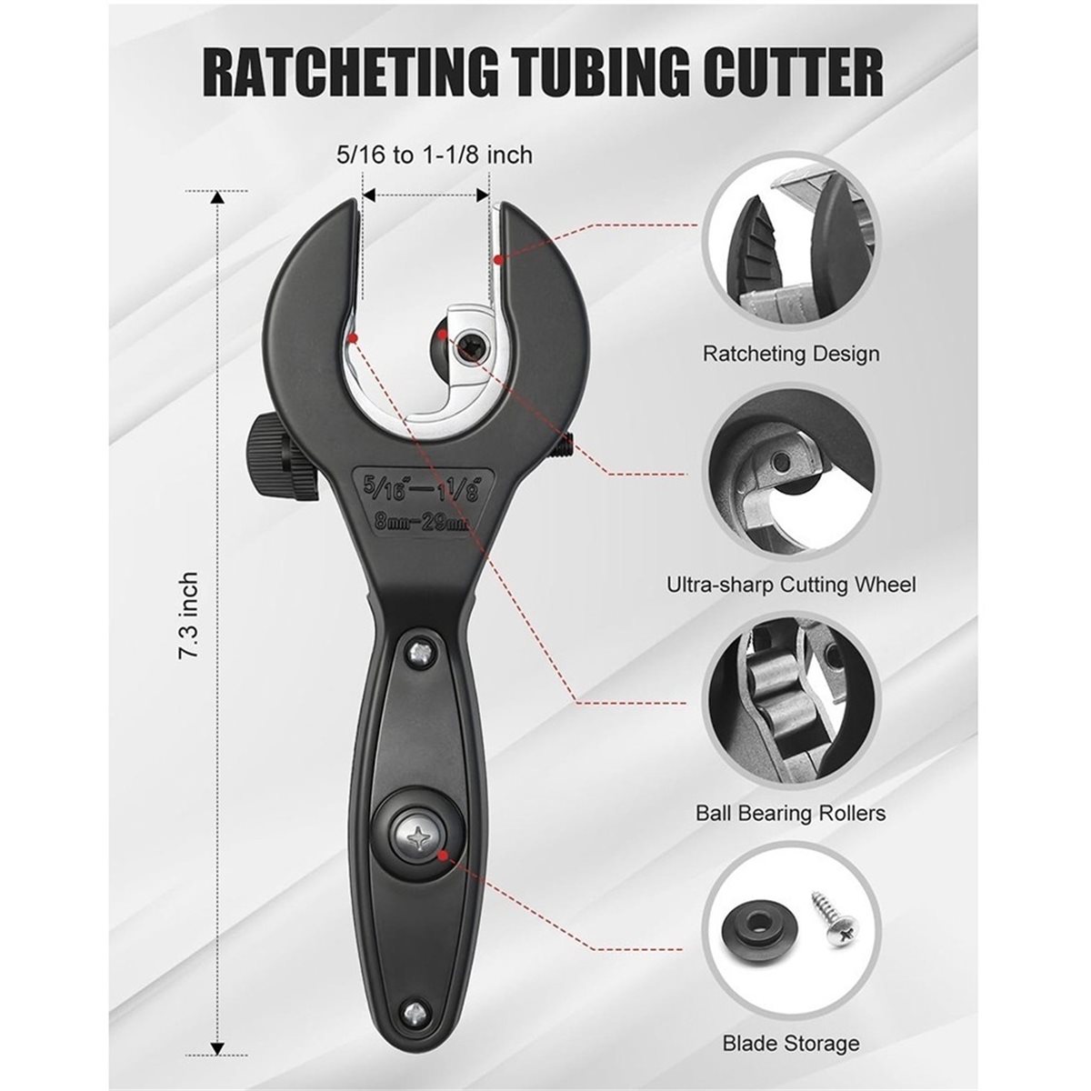 Pipe Cutter Ratchet - Çıkarıcı Aletleriyle Birlikte Profesyonel Kompakt Boru